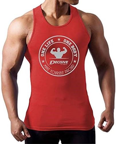 Decisive Fitness Gym Tank Top One Life One Body (Large, Red)