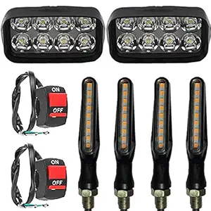 Eshopglee Slim Indicator 8 LED Fog Lamp - 2 Pieces, 2 On/Off Switch - 4 Pieces