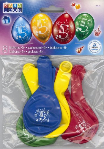 Karaloon 30004 - 8 Ballons, Zahl 5, sortiert