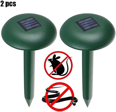 2 Pcs Solar Mole Repeller,Ultrasonic Electronic Drive Away Mole Rat Deterrent Mouse Snake Insect Repellent Equipment For Outdoor Garden Yard [Energy Class A+]