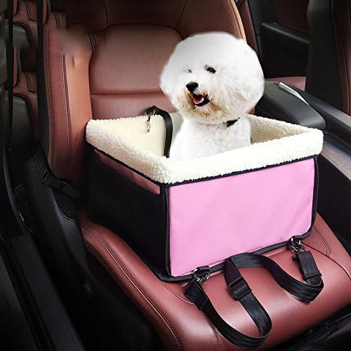 Waterproof Easy Folding Installing Pet Carrier Basket Bag Detachable Sheepskin Fur Lining Security Bucket Strap Pet Booster Car Seat Travel Transport Vehicle Harness Hammock for Small Dogs Cats Animals up to 5 kg