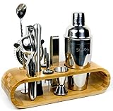 cocktail shaker big w Almacenamiento: el juego de bebidas dispone de un soporte de bambú en diseño escandinavo con lados redondeados. Proporciona orden en la herramienta de bar y lo pone a su disposición a mano.