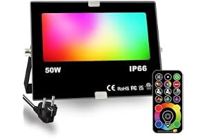 HEKEE, LED utomhusspotlight 40W RGBW färgskiftande, DIY strobe-läge, 120 färger, timing, utomhusstrålkastare 4000 lumen, RGB