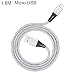 Produktbild Kuizhiren1 Micro-USB-Ladekabel, 1,2/1,8 m, 3,1 A, geflochtenes Micro-USB-Typ-C-Schnellladekabel für iPhone Android - Silber 1,8 m Micro-USB*