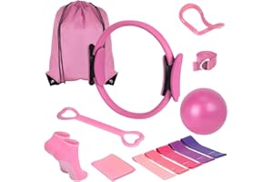 YANGUN 11 Articoli Kit Pilates, Set Pilates, Kit Yoga per l'allenamento A Casa, Set di Anelli E Palline, Fasce di Resistenza E Molto Altro Ancora, Perfette per Attrezzature Domestiche Yoga