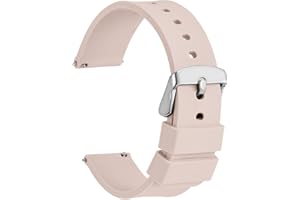 WOCCI Cinturino in Silicone con Fibbia Argento, Sgancio Rapido, 13 Colori Cinturini di Ricambio per Orologi in Gomma, 14mm 16mm 18mm 19mm 20mm 21mm 22mm 24mm