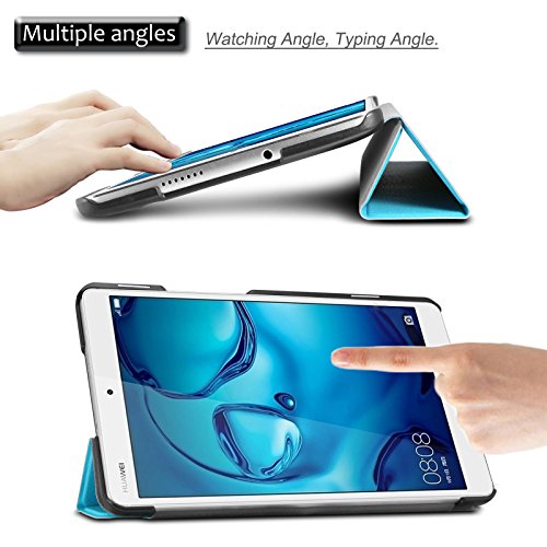 Huawei MediaPad M3 8.4 Hülle, Infiland Ultra Dünn Tri-Fold Smart-Muschel PU Leder Ultra Schlank Superleicht Ständer Smart Shell Cover Schutzhülle Etui Tasche für Huawei MediaPad M3 8.4 Tablet-PC (mit Auto Schlaf / Wach Funktion)(Hellblau) - 3