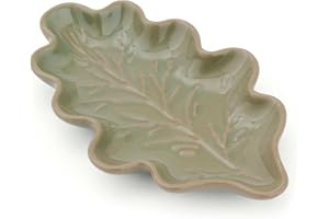 Cooksmart Forest Fable Large Leaf-Shaped Spoon Rest | British Designed Stoneware Kitchen Accessory | Woodland Glazed Embossed Design | Durable & Stylish Cooking Rest | Dishwasher & Microwave Safe