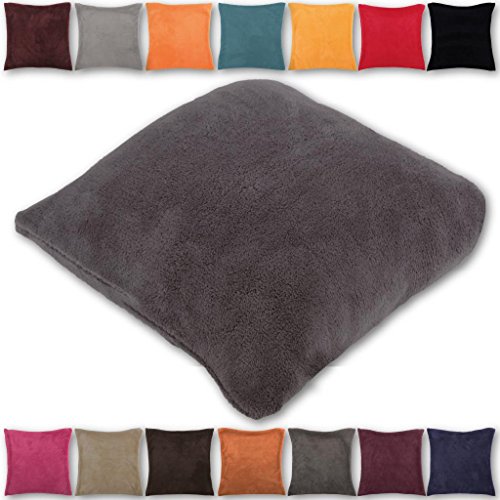Kissenhülle Kuschel 30x30cm Kissenbezug Dekokissen Auswahl: anthrazit – dunkelgrau ohne Füllung - 3