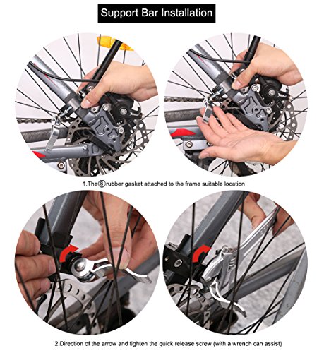 West Biking 3 Schnellspanner Fahrrad gepäckträger max Belastung 50kg mit Reflektor einstellbar Alu Schwarz, weiß - 7