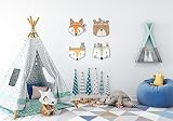 luvel – 3D-Wanddeko Kinderzimmer 4er-Set – (M1) *** NEUHEIT *** süße bunte Indianer Tierköpfe mit 3D-EFFEKT in TOP Qualität / 10mm Kunststoff / MADE IN GERMANY - 8