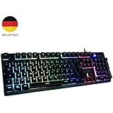 Gaming Tastatur mechanisches Gefühl Chroma RGB Beleuchtung und Vollhohen Tastenkappen Ergonomischen Design Business&amp;Gaming-Tastatur Horsky, QWERTZ, Deutsche Layout