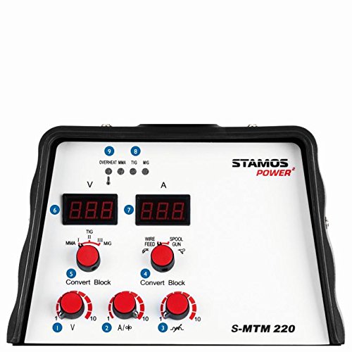 Stamos Power – S-MTM 220 – Kombi-Schweißgerät – geeignet für MIG/MAG, WIG DC und E-Hand-Schweißen – 220 Ampere Schweißleistung – 60% Einschaltdauer – Powerventilatoren - 4