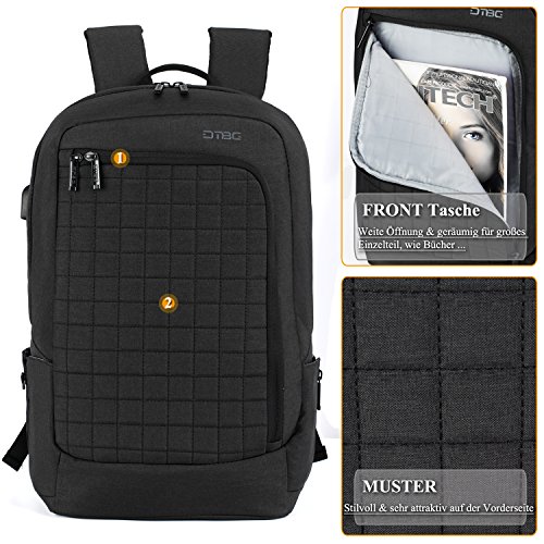 DTBG leichtgewichts Rucksack mit USB Anschluss Business Backpack l
ssiger Arbeit Rucksack Studenten Schule Rucksack mit Anti-Diebstahl
Tasche Laptop