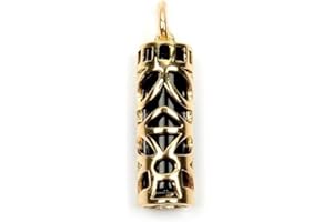 LINE.BIJOUX MAGNIFIQUE PENDENTIF Homme/femme TIKI sagesse&ONYX plaqué or 750/000
