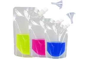 Changyeah sac de boisson festif,15 sacs à boissons pour festivals, sacs transparents pour boissons adaptés aux activités de fête de pêche de camping de voyage(250 ml, 350 ml, 500 ml)