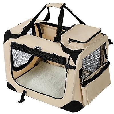 FEANDREA Songmics Caisse De Transport Pliable Pour Chien beige - XXXL 102 x 69 x 69 cm PDC10W
