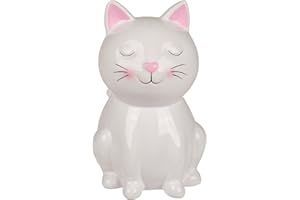 PhiLuMo Keramik Spardose/Sparbüchse - Katze Kitty in weiß - abschließbar - 16 x 11 cm