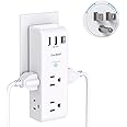 Surge Protector Outlet Extender - with Rotating Plug, 6 AC Multi Plug Outlet with 3 USB Ports (1 USB C), 1800J Wall Charger, 3-Sided Power Strip with Spaced Outlet Splitter for Home, Office, Travel