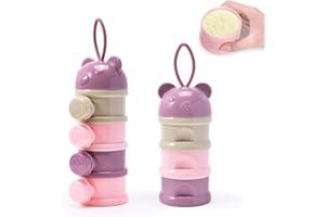 VIENTIANE Dispenser Portatile Latte in Polvere, 2 Pezzi Dispenser Latte Polvere Impilabile, Contenitore Latte Polvere Apertura Laterale, Contenitore per Frutta e Verdura da Viaggio e All'Aperto (Viola)