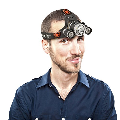 Kopf-Lampe mit superhellen weißen LED Lampen und 4 Leuchtfunktionen Wiederaufladbare Stirn-Lampe - 8