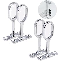 Garneck 2 Supporti Per Asta Appendiabiti In Legno - Staffe A Muro Per Armadio, Tenda, Bagno, Con Viti, Cachi, 5,5x5,5 Cm
