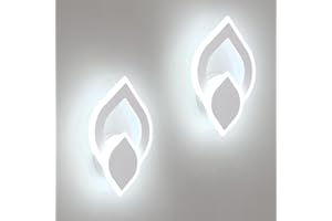 Mckalen Applique Murale Intérieure LED, 2 Pièces 16W 1800LM Lampe Murale Moderne, Luminaire LED Blanc en Acrylique pour Salon, Chambre, Couloir, Escalier, Blanc Froid 6500K