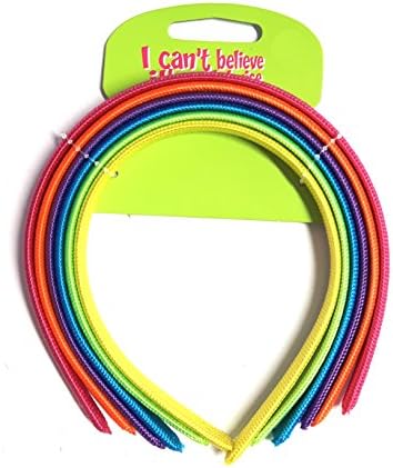 ICB - 6 Strong Flexible Fabric Coated Alice Bands (Bright Rainbow)