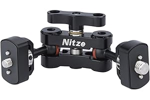 Nitze Braccio Magico Articolato Doppie Teste a Sfera con Viti da 1/4"-20 a 3/8"-16 con Perni di Localizzazione ARRI per Monitor e Luce LED - N50D