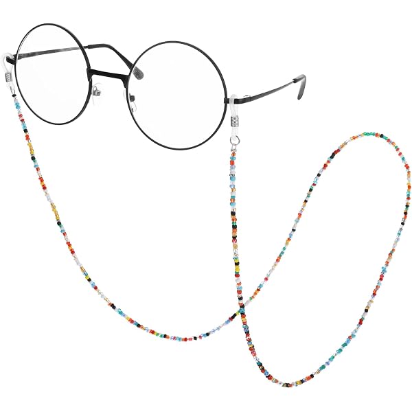 Lot De 2 Colliers Pour Lunettes Avec Embouts Caoutchouc - Style étoile Et Lune, Multicolore, Anti-perte