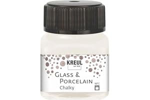 KREUL 16631 - Glass & Porcelain Chalky White Cotton, 20 ml Glas, sanft - matte Glas- und Porzellanmalfarbe auf Wasserbasis, schnelltrocknend, deckend