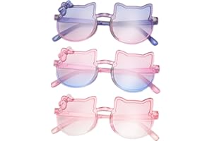HQRKOTM 3PCS Kitty occhiali da sole bambini, protezione UV 400, occhiali da sole per bambini, regalo per feste, spiaggia, all'aperto, per bambini, 3-12 anni(A)