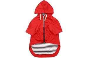 Morezi Imperméable pour Chien avec Fermeture à glissière, étanche à la Pluie et à l'eau, Cordon de Serrage réglable, Conception de Poche, XS à XXL-Rouge-XL