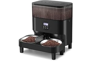 SAILNOVO Sailvono Futterautomat Katze,Höhenverstellbar Katzenfutter Automat, 5L Zeitgesteuerte Kontrolle 1-4 Mahlzeiten pro Tag, 10s Voice Recorder für kleine/mittlere Haustiere, Schwarz