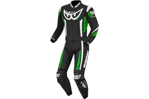 Berik Zakura 2-Teiler Motorrad Lederkombi (Black/White/Green,58)