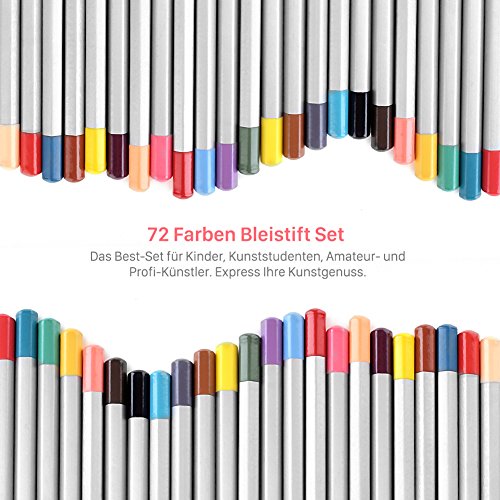 GHB 72 Farben Buntstifte Farbstifte Ölige Filzstifte Set mit Federtasche für Kinder Erwachsene ideal zum Malerei Zeichnen und Malen - 3
