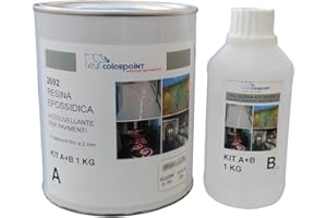 COLOR POINT RESINA PER PAVIMENTI EPOSSIDICA BICOMPONENTE LUCIDA AUTOLIVELLANTE 1 Kg 6/8 Mq 1 Kg COLORI RAL (BIANCO RAL 9003)
