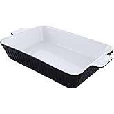 LDXDRU 2700ML Ceramic Baking Dish, 10 x 7 Inch Porcelain Lasagne Dish with Handles, Rectangular Casserole Dish for Tiramisu C