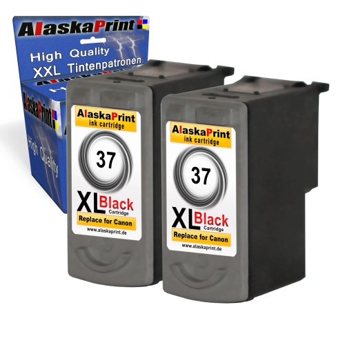 Premium 2x Kompatible Druckerpatronen Als Ersatz für Canon PG-37 XL Schwarz Black BK für PIXMA MP140 MP190 MP210 MP220 MP470 IP2500 IP1800 IP1900 MX300 IP2600 IP2580 MP160 MX310 MP150 MP170 2xPG-37-Canon