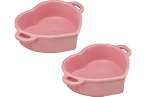 MYGRTFAM Heart Ceramic Baking Dish Set Of 2 with Handles Oven To Table Ideal for Lasagne/Pie/Casserole/Tapas (5x 14.5x 19cm/8.5inch) Pink