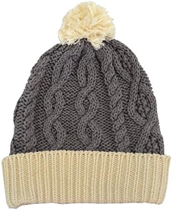 Grey And Cream Aran Pomp Pomp Hat