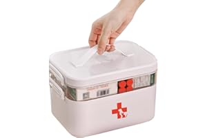 APITOS Pet First Aid Kit,2-Tiered Compartments Dog First Aid Kit,Transparent Medicine Box with Handle,Suitable for Dogs,Cats,All Pets,Ideal for Traveling,Pet Supplies,Camping,Home Use