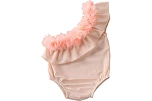 Carolilly Costume da Bagno Intero Bambina Neonata Costume da Bagno Senza Spalline Fiore Mare Spiaggia