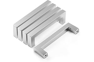 DRENKY 5 unità Maniglie per armadietti in acciaio inossidabile Manopole per porte Sivler Maniglia per mobili con vite per cassetti Mobili per mobili da cucina Decorazioni per la casa, distanza fori 96 mm