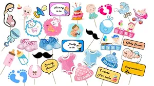 Decor Planet Baby Shower Props for Photoshoot,Photo Booth,Sticks Attached for Mom to Be Shoot, Maternity Shoot, Photography Or Pregnancy Favors for Babyshower Items,Prop Materials