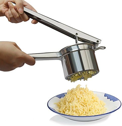 Potato Ricer Stainless Steel Fruit Press Masher Potato Mud Fruit Vegetable Maker with 3 Pieces Replaceable Strainer (Potato Ricer)