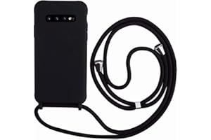 Ququcheng Kompatibel mit Samsung Galaxy S10 Plus Hülle,Handykette Hülle Silikon Seil Necklace Handyhülle mit Kordel Tasche TPU Bumper Schutzhülle für Samsung Galaxy S10 Plus-Schwarz