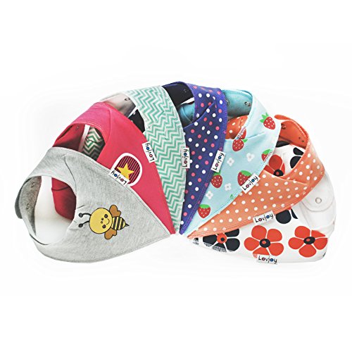 Lovjoy Bandana Geifer Baby Lässig Sommer Lätzchen (7er Pack) - Multicolor Super Absorbent & Soft für ultimativen Komfort mit Druckknöpfen – abwaschbar - Wasserdicht vlies Auskleidung für 0-3 Jahre - Netter Baby-Geschenk für Jungen und Mädchen