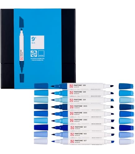Talens | Pantone Set di 9 Marcatori Pastel | Penna a Doppia Punta con Pennello e Punta a Scalpello | Inchiostro Pigmentato a Base d'Acqua nei Colori Pantone