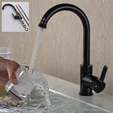 Grifo cocina Mezclador - Auralum® Negro retro Grifo Mezclador para cocina y Baño con caño giratorio Grifería fregadero Monomando a cascada Del Lavabo latón